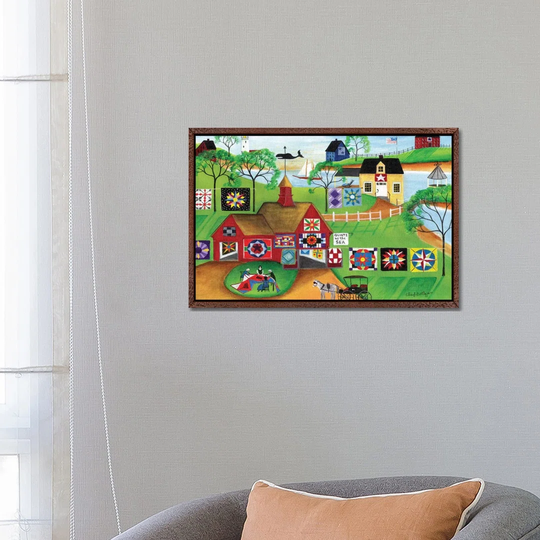 By the Sea Red Barn Quilt Makers by Cheryl Bartley - Graphic Art Print on Canvas