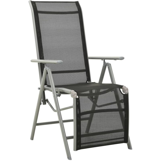 Reclining Garden Chair Textilene and Aluminium Silver FF312196_UK - Topdeal
