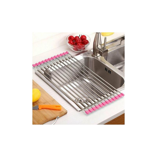 Drainer and / or Foldable Flat Drain, Steel No Non-Slip Folding Drain For Sink Sink - Drying Fruit Vegetables - Can be used as colander and flat rest