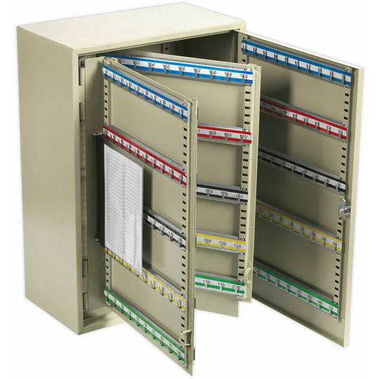 Wall Mounted Locking Key Cabinet Safe - 300 Key Capacity - 375 x 550 x 205mm