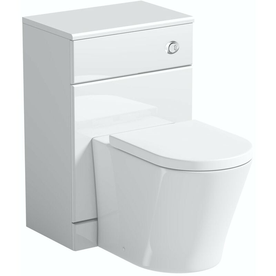 Eden white back to wall unit and contemporary toilet with soft close seat - White - Orchard