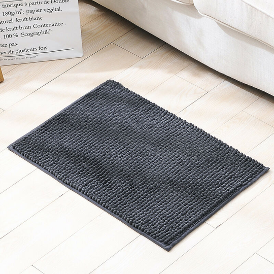 Bathroom Floor Mat Absorbent Non-Slip Short Plush Chenille Rubber Floor Mat Bathroom Mat (Gray)
