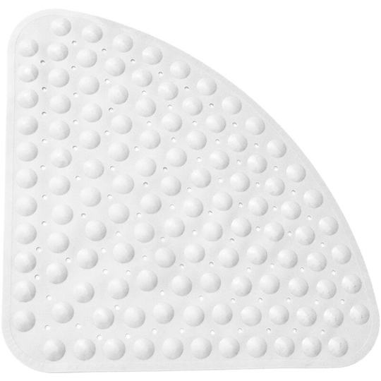 Non-slip shower carpet for bathtub with drainage orifice for shower or bathtub, pvc Triangle bath mat 54 x 54 cm, white