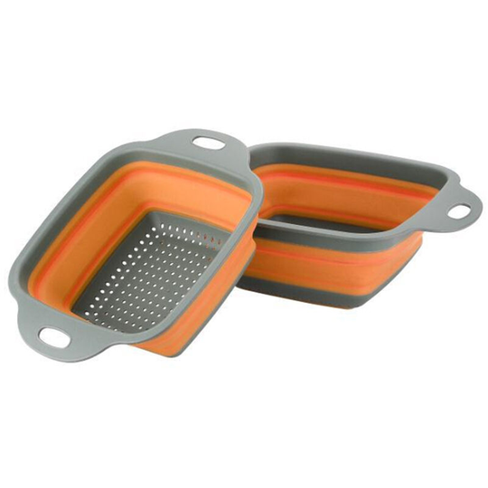 Square Draining Outdoor Home Kitchen Collapsible Stretch Storage Vegetable Fruits Basket,Orange 3 - Orange 3