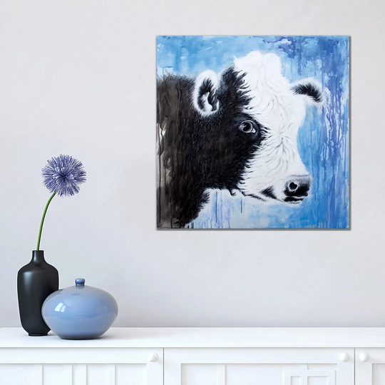 Black and White Cow by Michelle Faber - Wrapped Canvas Painting