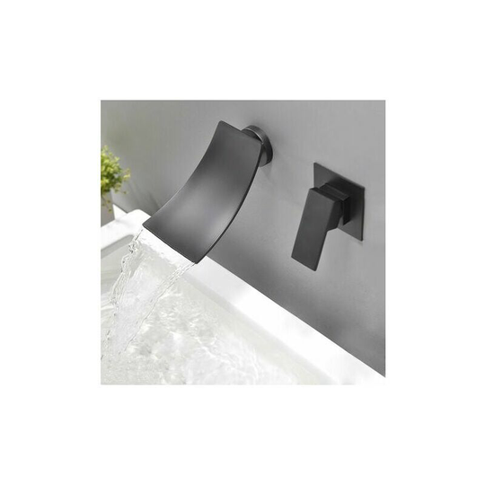 Kartokner - in Black Single Handle Wall CascadeMount Lavatory Faucet