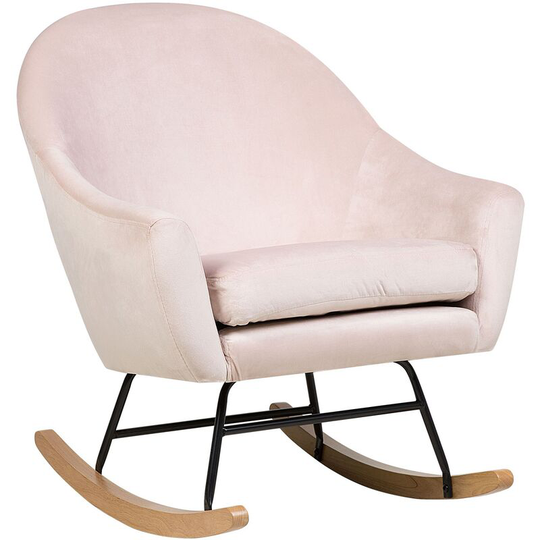 Beliani - Modern Retro Rocking Chair Comfortable Padded Armchair Wooden Skates Pink Oxie - Pink