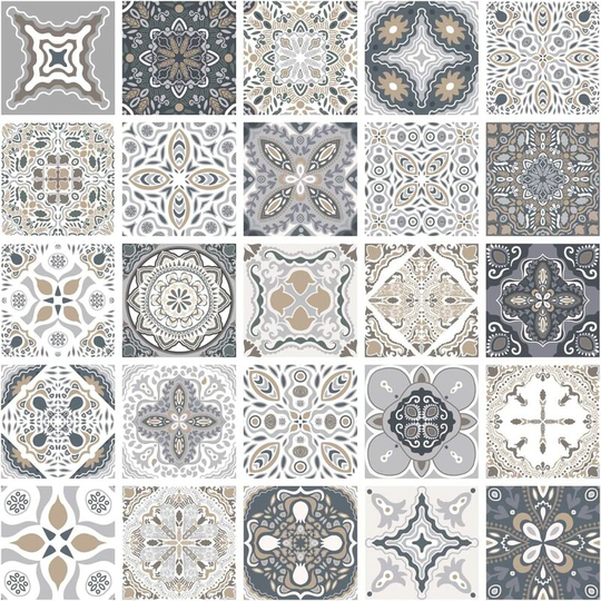 48 pieces of decorative tile stickers, splash shields, 6 x 6 inch vinyl stairs, fireplaces or wall decals for your kitchen, bathroom or dining room