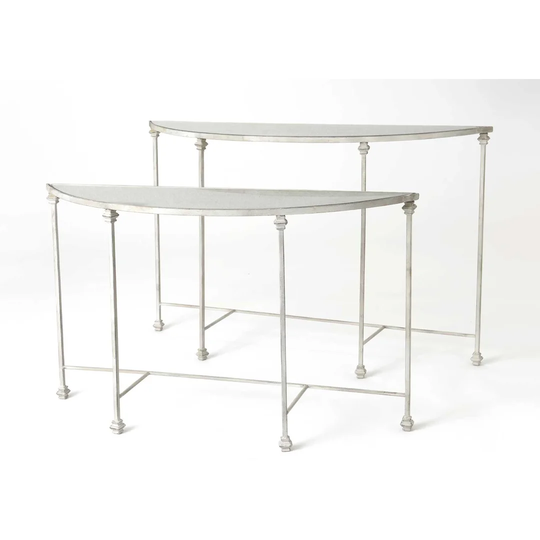 Half Moon Diamonds 2 Piece Console Table Set