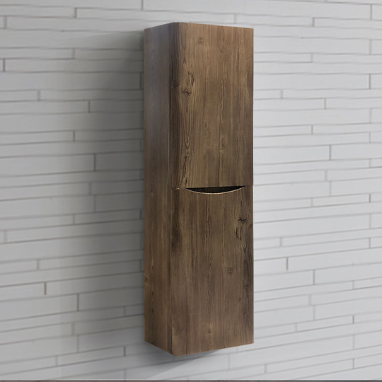1400mm Left Hand Grey Oak Effect Tall Cupboard Storage Cabinet Bathroom Furniture