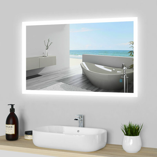 Aica Sanitär - Wall Mounted Illuminated led Bathroom Mirror with Lights Sensor Touch with Demister Pad - 900 x 700mm