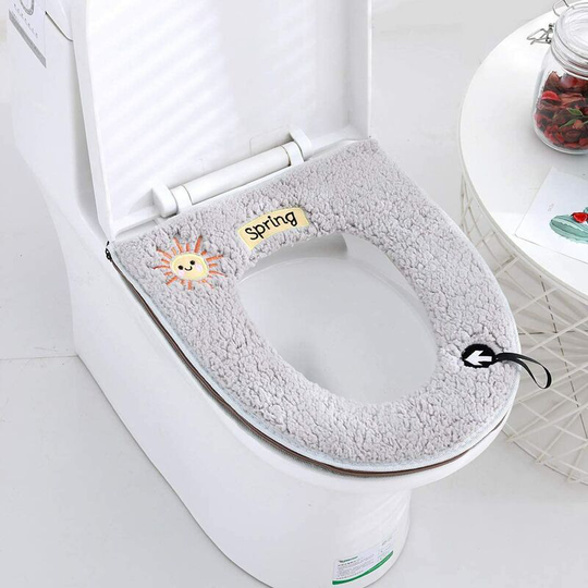 2 Pack Universal Soft Warm Toilet Seat Cushions with Buckle