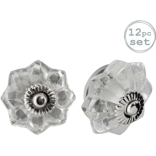 Glass Cabinet Knobs - Star - Pack of 12 - Nicola Spring