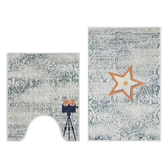 Bowgen 2-Piece Designer Print Bathroom Shape Rugs