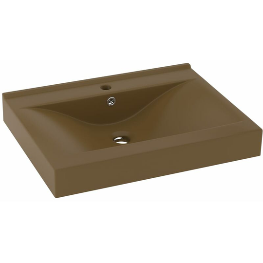 Luxury Basin with Faucet Hole Matt Cream 60x46 cm Ceramic Vidaxl Cream