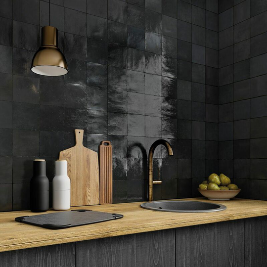 Flare Graphite Gloss Dark Grey Ceramic Tile Sample - Grey - Amiata