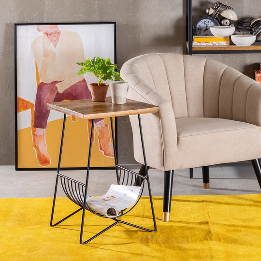 Tobey Cross Legs End Table Built-In Outlets