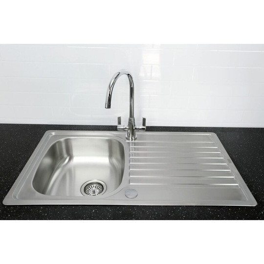 Inox Kitchen Sink 1.0 Single Bowl Reversible Echo Mixer Tap Easyfit - Silver - Bristan