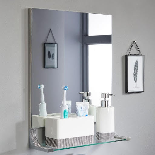 Vale Designs Sparkle Bathroom Mirror with Shelf Chrome 500 x 400mm