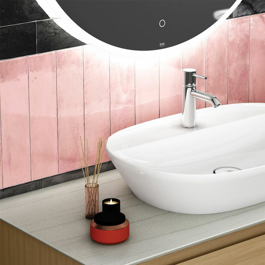 Rak Pink Marakkesh Glossy Ceramic Wall Tiles Wavy Rectangular Subway 65 x 260 mm - Pink