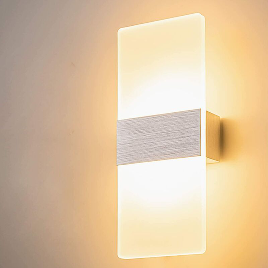 Litzee - Indoor led Wall Lamp 12W Glass Design Single Grey Brush for Bedroom Living Room 29CM [Energy Class a+] Indoor led Wall Lamp 12W Glass Design