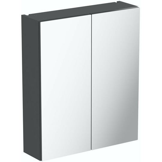 Nouvel gloss grey mirror cabinet 720 x 600mm - Grey - Reeves
