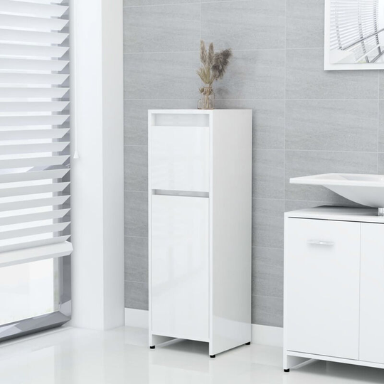 Bathroom Cabinet High Gloss White 30x30x95 cm Chipboard