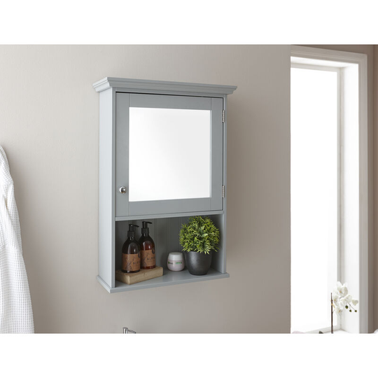 Colonial Grey Bathroom Furniture - Wall Mounted Mirrored Cabinet