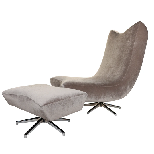 Elicia 73Cm Wide Velvet Armchair and Ottoman