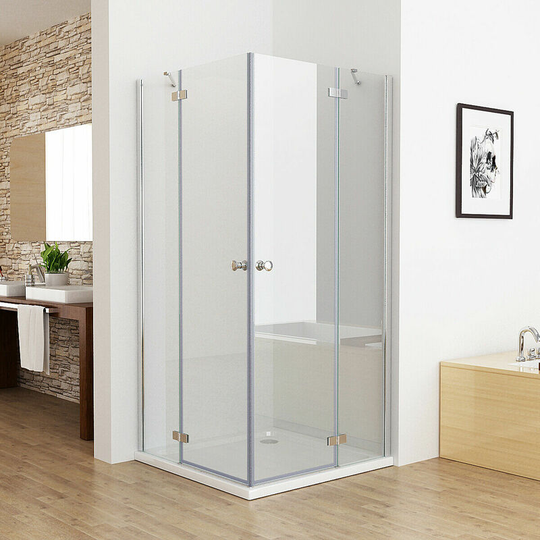 Miqu - 1000 x 1000mm Bifold Shower Enclosure cubicle Pivot Door 6mm Frameless Safety Easyclean Glass Bifold Shower Enclosure Door - No Tray