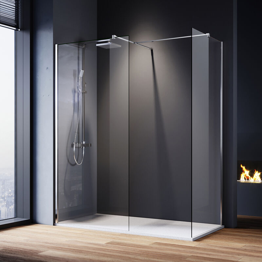 Shower Cabin 700mm Main Shower Door 760mm Side Shower Screen 1200x900mm Shower Tray Slate Effect Free Waste Trap - Elegant