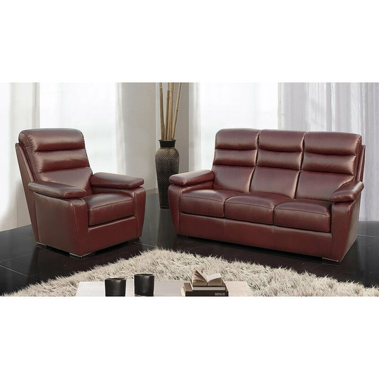 Amalfi 3 Seater + Armchair Italian Leather Sofa Settee Offer Wine