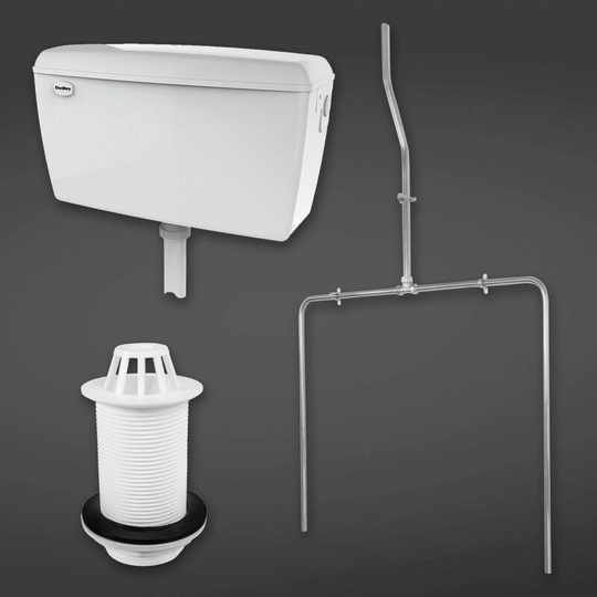Rak Ceramics - rak 9 Litre Exposed Automatic Cistern Pack for 2 Urinals including Sparge Pipe Set with Top Spreader and Waste - EXPURIPAK2
