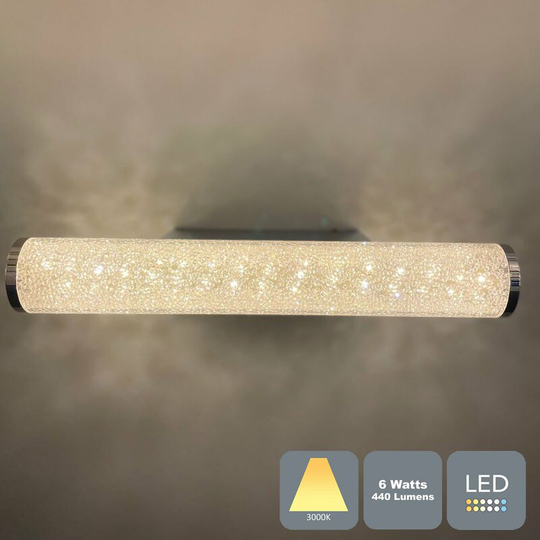 Modern Crushed Crystal Energy Saving led Bathroom Mirror Light Wall Light IP44, Warm White (3000K)