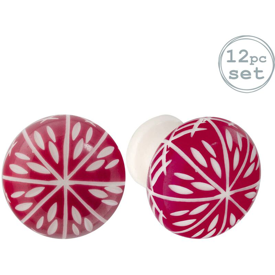 Resin Cabinet Knobs - Dark Red - Pack of 12 - Nicola Spring