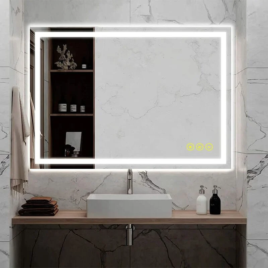 AI-LIGHTING Modern Backlit Illuminated LED Bathroom Mirror Light with Touch Sensor Vertical Horizontal IP44, Inlaid/60x80cm