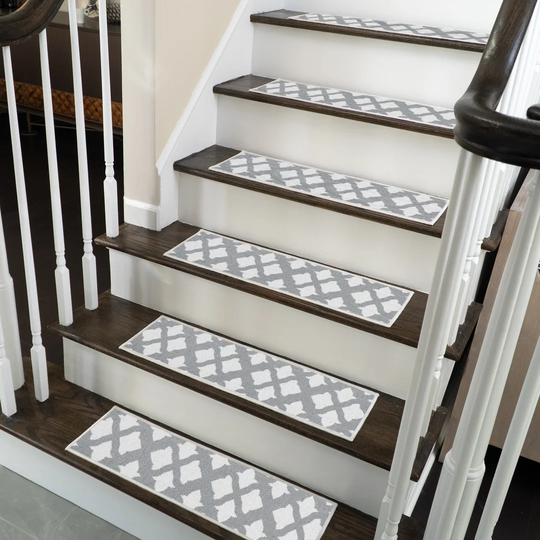 Floral Design Non-Slip Grey Stair Tread