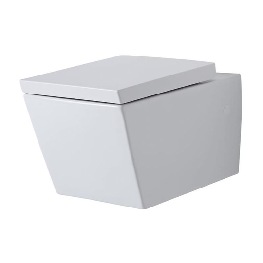 Milano - Dalton - White Ceramic Modern Bathroom Wall Hung Toilet wc and Soft Close Seat