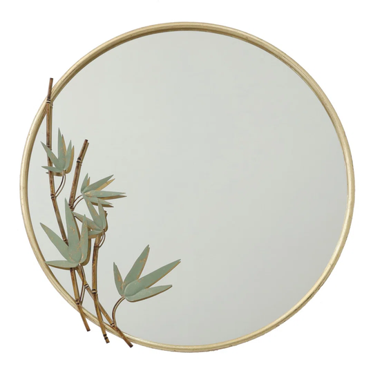 Klaryssa Round Metal Framed Wall Mounted Accent Mirror in Gold