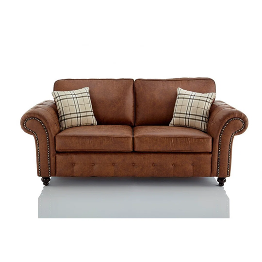 Aitzol 211Cm Faux Leather Scroll Arms Sofa