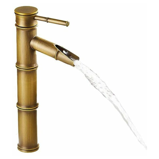 Morejieka - Thsinde Vintage Antique Bronze Full Copper Bamboo Hotel Bathroom Kitchen Mixer Tap Basin Faucet, Copper, 3 Joints Break Mouth