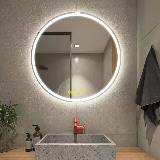 Bathroom Mirror with led Lights Illuminated Backlit Circle Mirror for Wall Demister Color Adjustable Dimmable, 50cm - Ai-lighting
