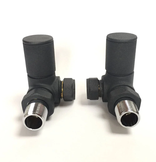 Anthracite Corner Radiator Valves - Pair