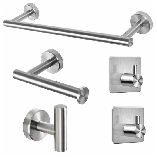 Toilet Paper Holder for Bathroom or KitchenSet of 5Bathroom Towel RackSilverKitchen ShelfSelf Adhesive Toilet Paper Holder HolderWaterproof