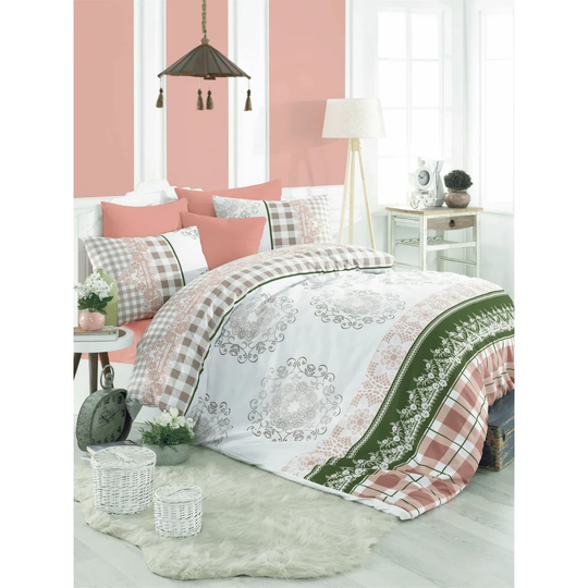 Lime Maroon/White/Blue Duvet Cover Set