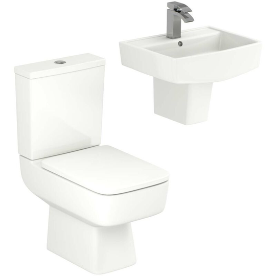 Paulo 520mm Semi Pedestal Basin and Toilet Suite - White
