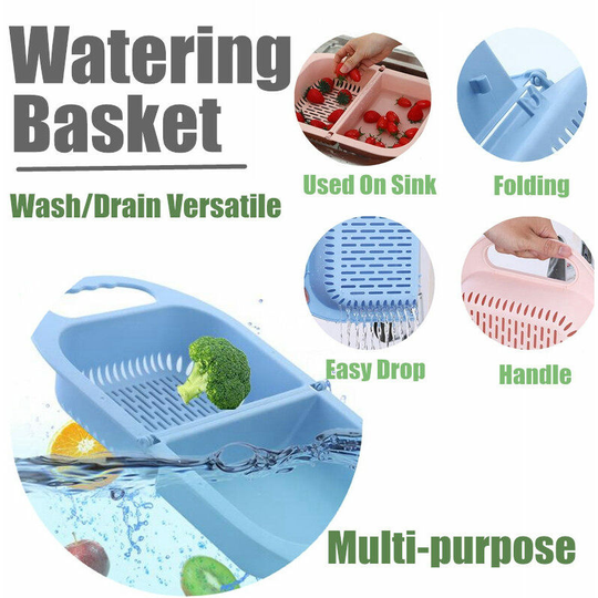 Lbtn - Retractable strainer Drain basket above kitchen sink Mesh basket Dish drying rack Water colander Adjustable dish drainer tray Vegetables Fruit