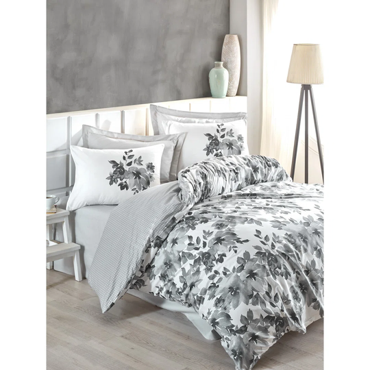 Nona Grey 100% Cotton Duvet Cover Set