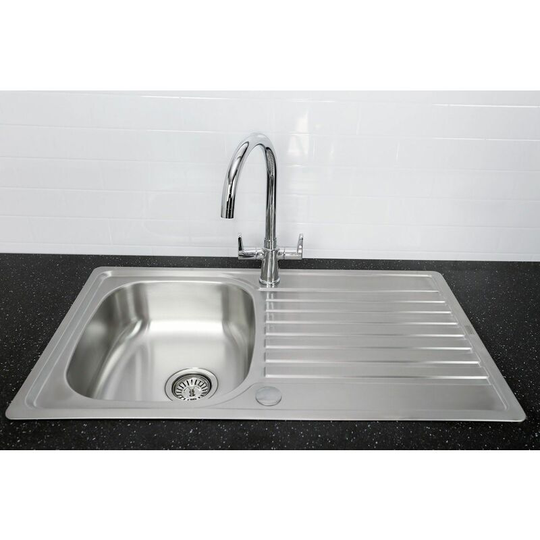 Bristan - Inox Kitchen Sink Single Bowl Stainless Steel Reversible Quest Mixer Tap - Silver