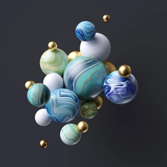 3D Abstract marble Balls - Wrapped Canvas Graphic Art